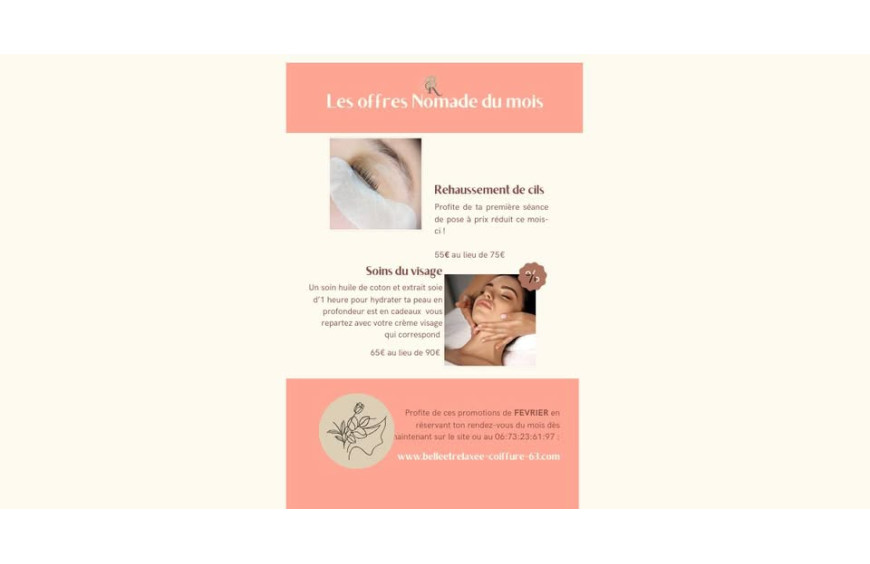 Les offres Nomade du mois MARS en esthétique